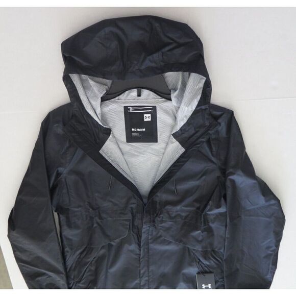 Under Armour 1350954 Women's Sz M Black Cloudstrike Shell Hooded Jacket $100 - Picture 8 of 10